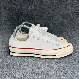 Converse White Canvas Low Top Sneakers with Red & Black Trim